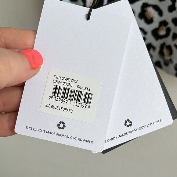 The Upside Ice Blue Leopard Crop Top Women’s Size XXS - Picture 4 of 6